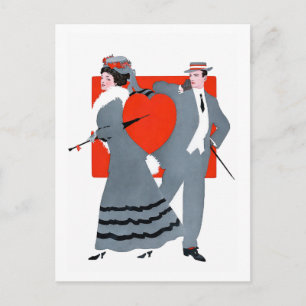 Vintage Edwardian Valentine Couple Illustration Postcard