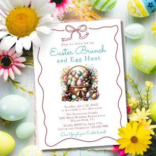 Vintage Egg Basket Chocolate Bunny Easter Brunch Invitation