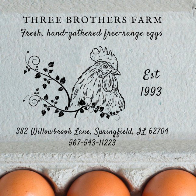 Vintage Egg Carton Family Farm & Address Rubber Stamp (Creator Uploaded)