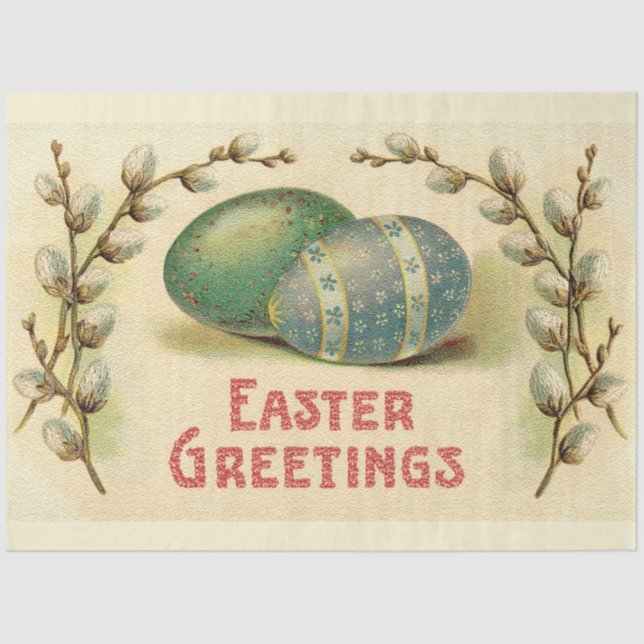 Vintage Eggs Easter Holiday Tissue Paper (Front)