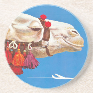 Vintage Egypt Air Travel Advertisement Coaster