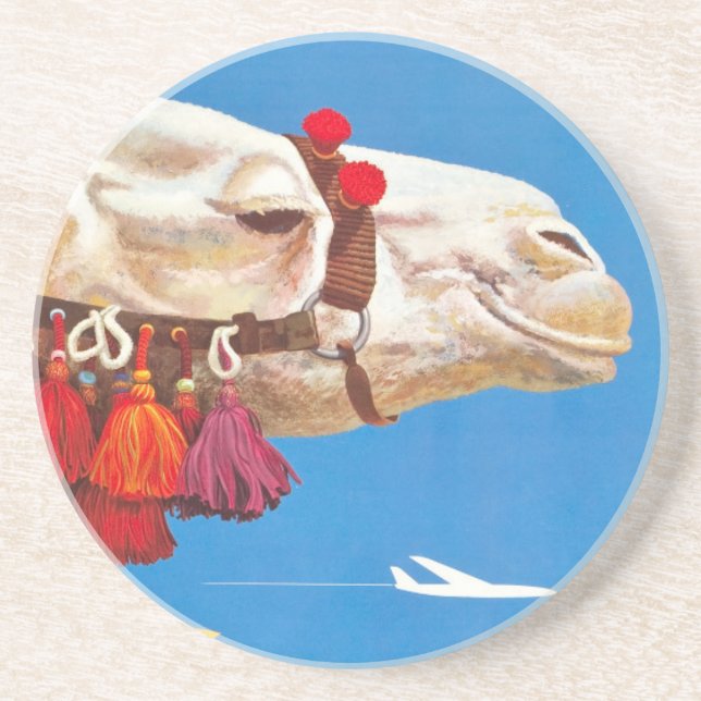 Vintage Egypt Air Travel Advertisement Coaster (Front)