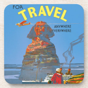 Vintage Egypt Air Travel Advertisement Coaster