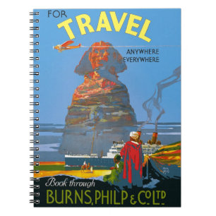 Vintage Egypt Air Travel Advertisement Spiral Notebook