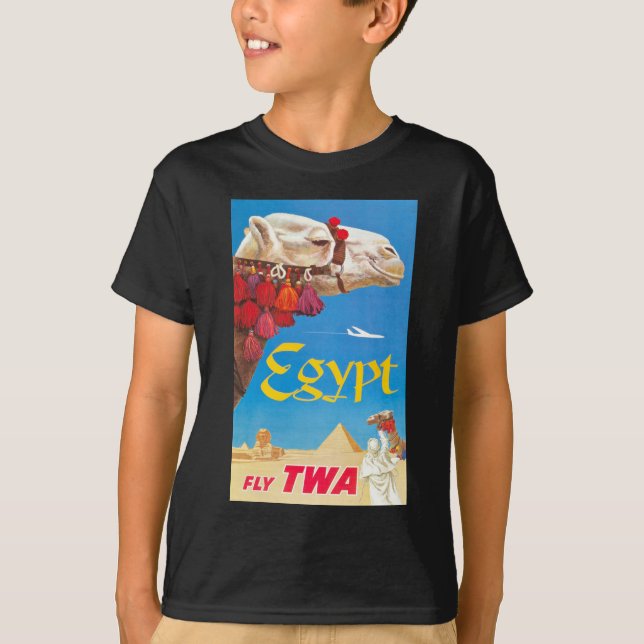 Vintage Egypt Air Travel Advertisement T-Shirt (Front)