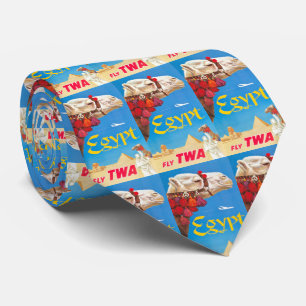Vintage Egypt Air Travel Advertisement Tie