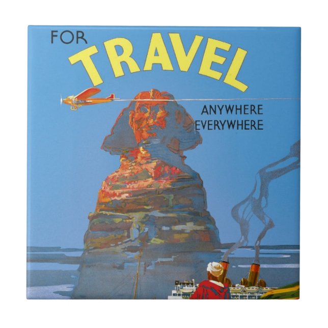 Vintage Egypt Air Travel Advertisement Tile (Front)