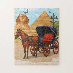 Vintage Egypt Horse Carriage Art Print – Retro T Jigsaw Puzzle