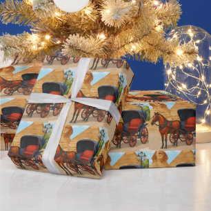 Vintage Egypt Horse Carriage Art Print – Retro Wrapping Paper