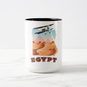 Vintage Egypt Map travel poster Two-Tone Coffee Mug