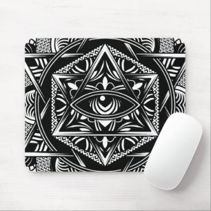 Vintage Egypt Travel Ancient Eye Mandala Black Mouse Pad