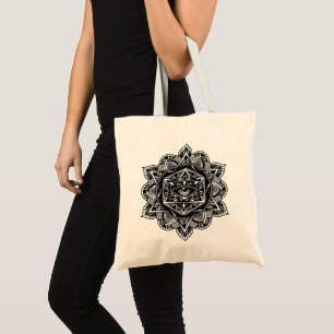 Vintage Egypt Travel Ancient Eye Mandala Black Tote Bag