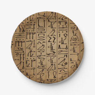 Vintage Egyptian Hieroglyphics Paper Print Paper Plate