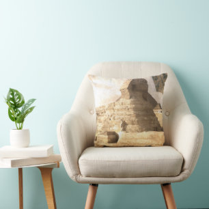 Vintage Egyptian Sphinx Collage Art – Retro Travel Cushion