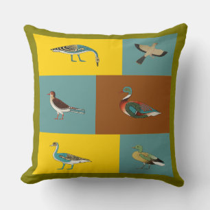 Vintage Egyptian Waterfowl Illustration Throw Pill Cushion