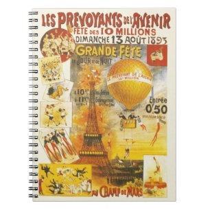 Vintage Eiffel Tower and Balloon Spiral Notebook
