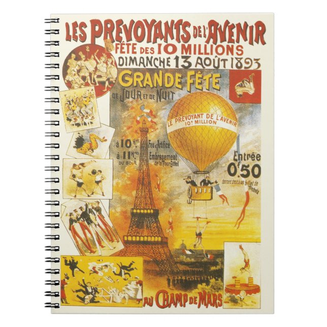 Vintage Eiffel Tower and Balloon Spiral Notebook (Front)