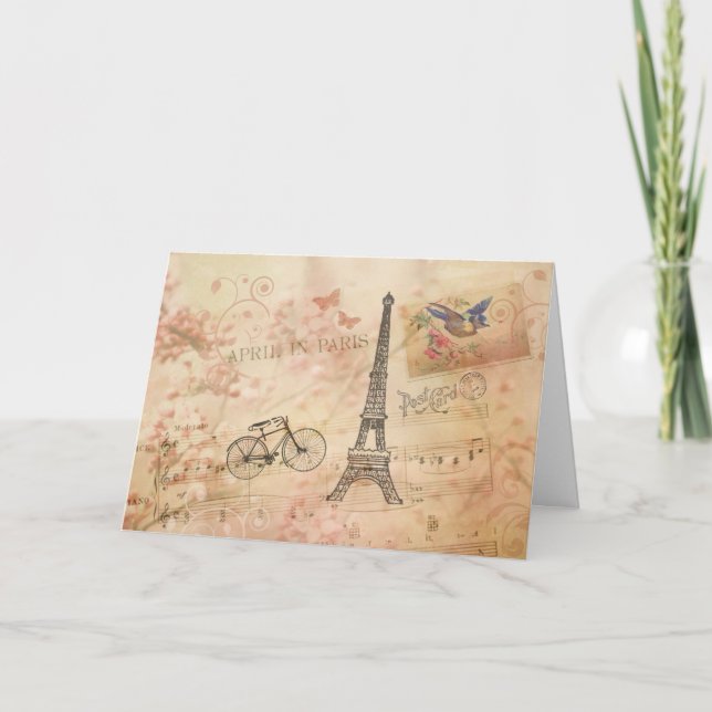 Vintage Eiffel Tower Art Card (Front)