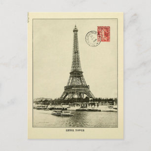 Vintage Eiffel Tower in Paris France Postcard