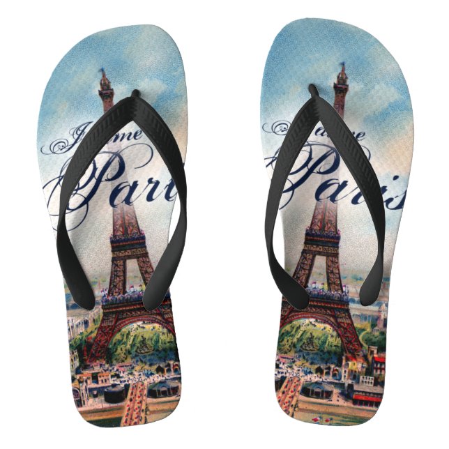 Vintage Eiffel Tower Jandals (Footbed)