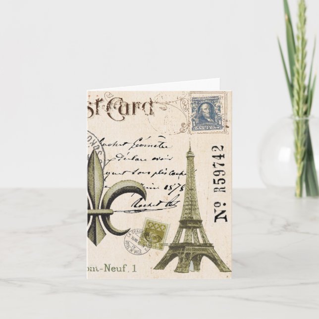Vintage Eiffel Tower notecard (Front)