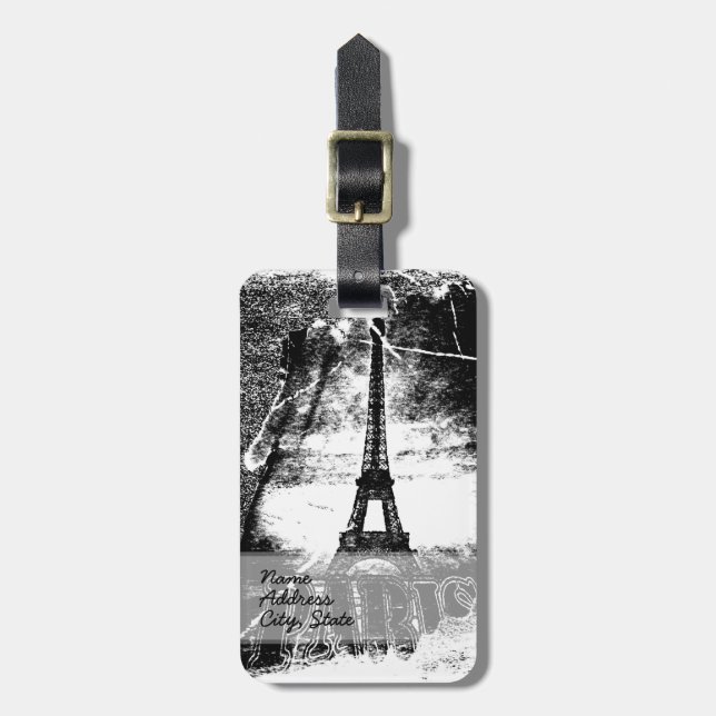 Vintage Eiffel Tower Paris 2 Luggage Tag (Front Vertical)