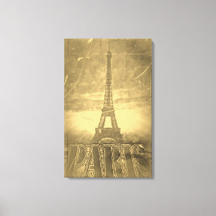 Vintage Eiffel Tower Paris #3 - Wrapped Canvas