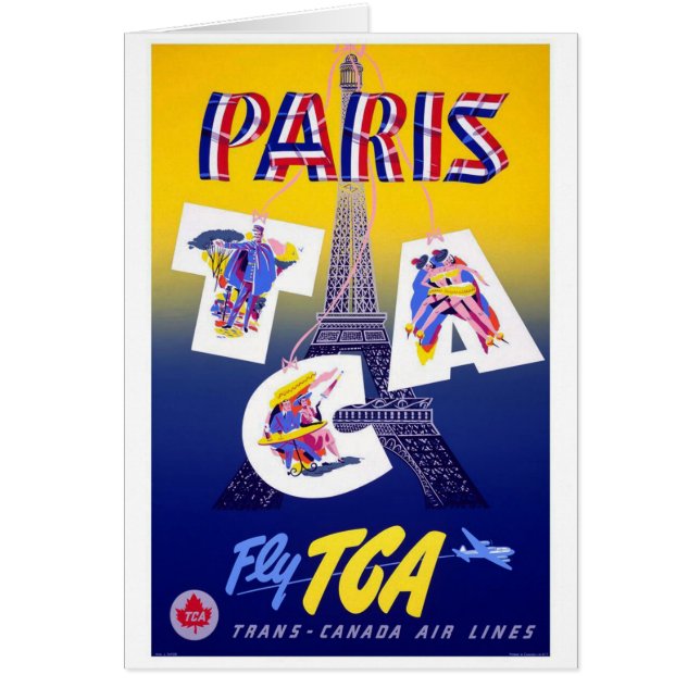 Vintage Eiffel Tower Paris Air Travel Advertising (Front)