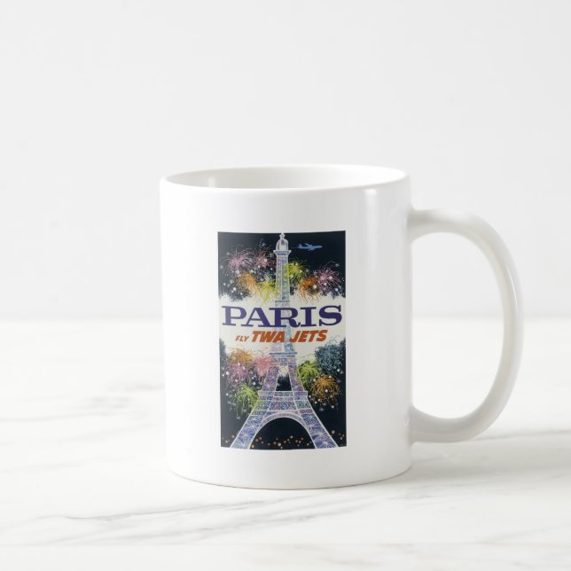 Vintage Eiffel Tower Paris Air Travel Coffee Mug (Right)