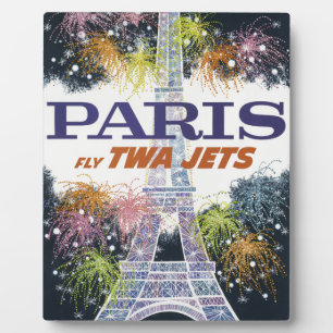 Vintage Eiffel Tower Paris Air Travel Plaque