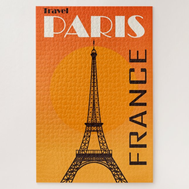 Vintage Eiffel Tower Paris Europe Travel Jigsaw Puzzle (Vertical)