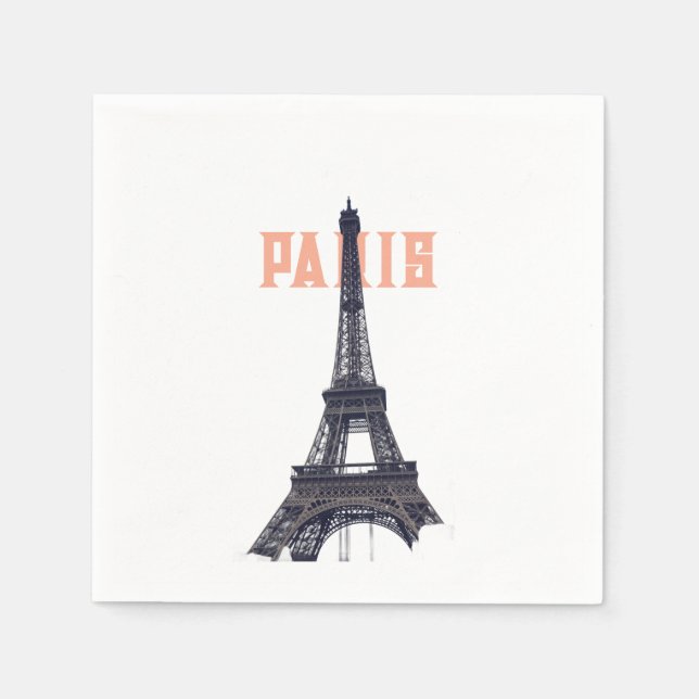 Vintage Eiffel Tower Paris Europe Travel Photo Napkin (Front)