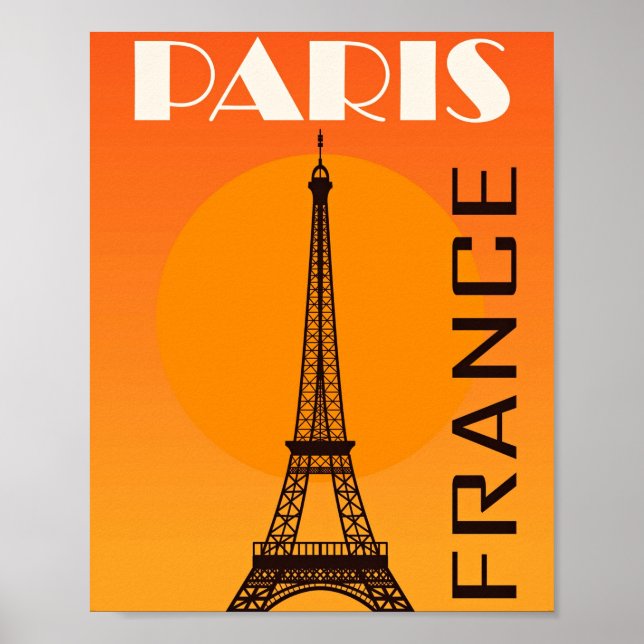 Vintage Eiffel Tower Paris Europe Travel Poster (Front)