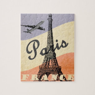 Vintage Eiffel Tower Paris European Air Travel Jigsaw Puzzle