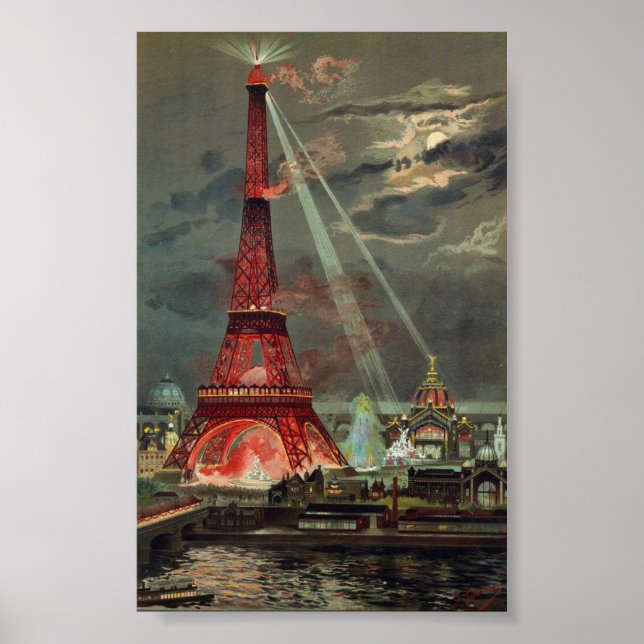Vintage Eiffel Tower Paris France Poster (Front)