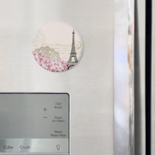 Vintage Eiffel Tower Paris France Romance Rose Magnet