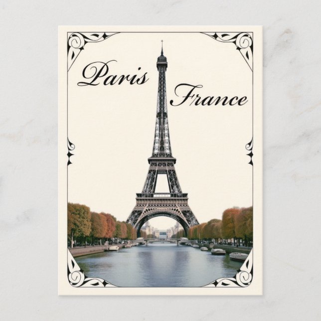 Vintage Eiffel Tower Paris France Travel Postcard (Front)