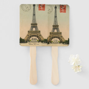 Vintage Eiffel Tower Paris Postcard Hand Fans