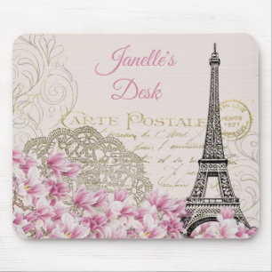 Vintage Eiffel Tower Paris Postcard Mouse Pad