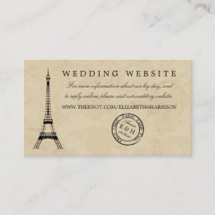 Vintage Eiffel Tower Paris Postmark Wedding Enclosure Card
