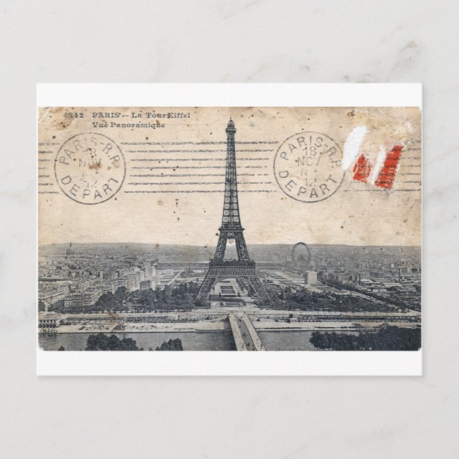 Vintage Eiffel Tower Postcard (Front)