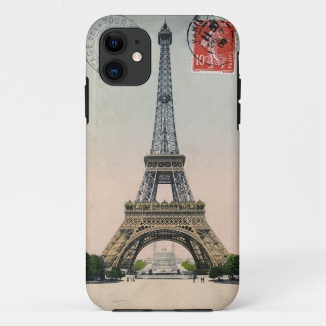 Vintage Eiffel Tower Postcard Case-Mate iPhone Case (Back)