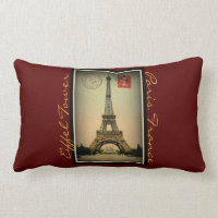 Vintage Eiffel Tower postcard Paris France-Pillow