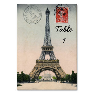 Vintage Eiffel Tower Postcard Table Number
