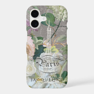 Vintage Eiffel Tower Pretty Paris Floral Roses