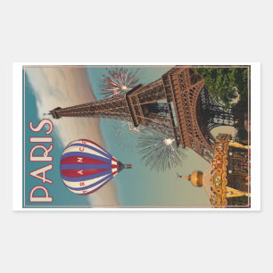 Vintage Eiffel Tower Rectangular Sticker