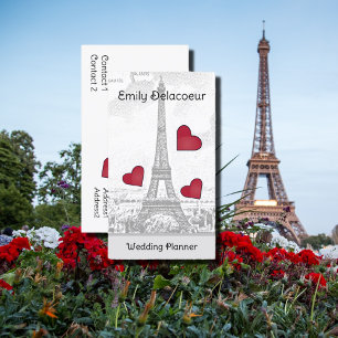 Vintage Eiffel Tower   - red hearts Business Card