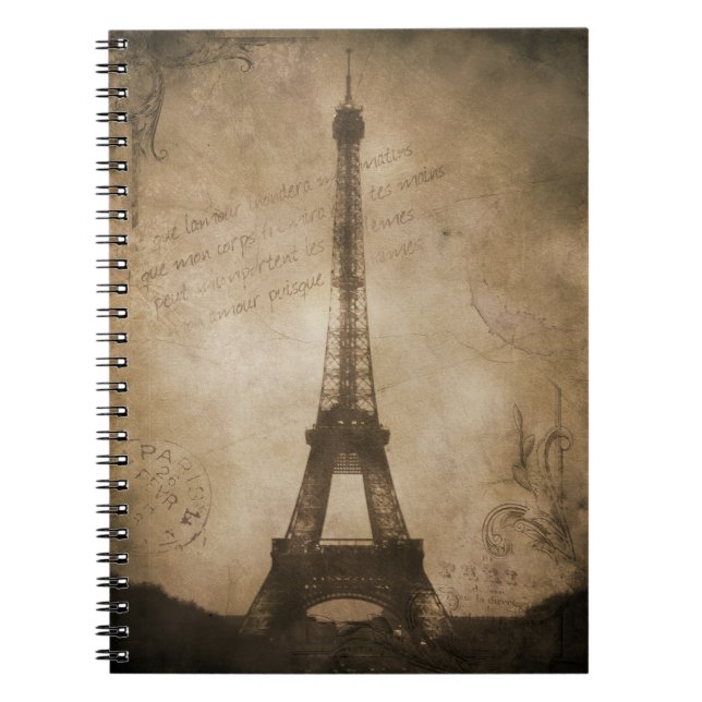 vintage eiffel tower spiral notebook (Front)
