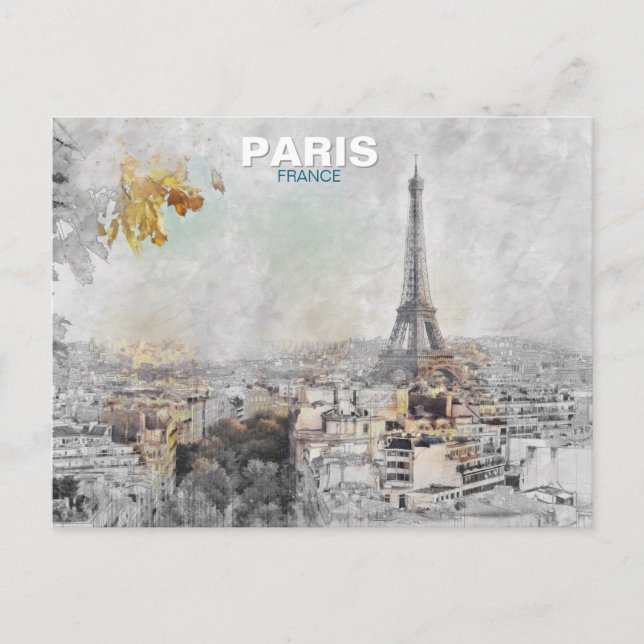 Vintage Eiffel Tower Travel Postcard – Retro Paris (Front)