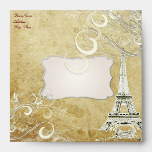 VINTAGE EIFFEL TOWER/VANILLA SWIRLS ENVELOPES